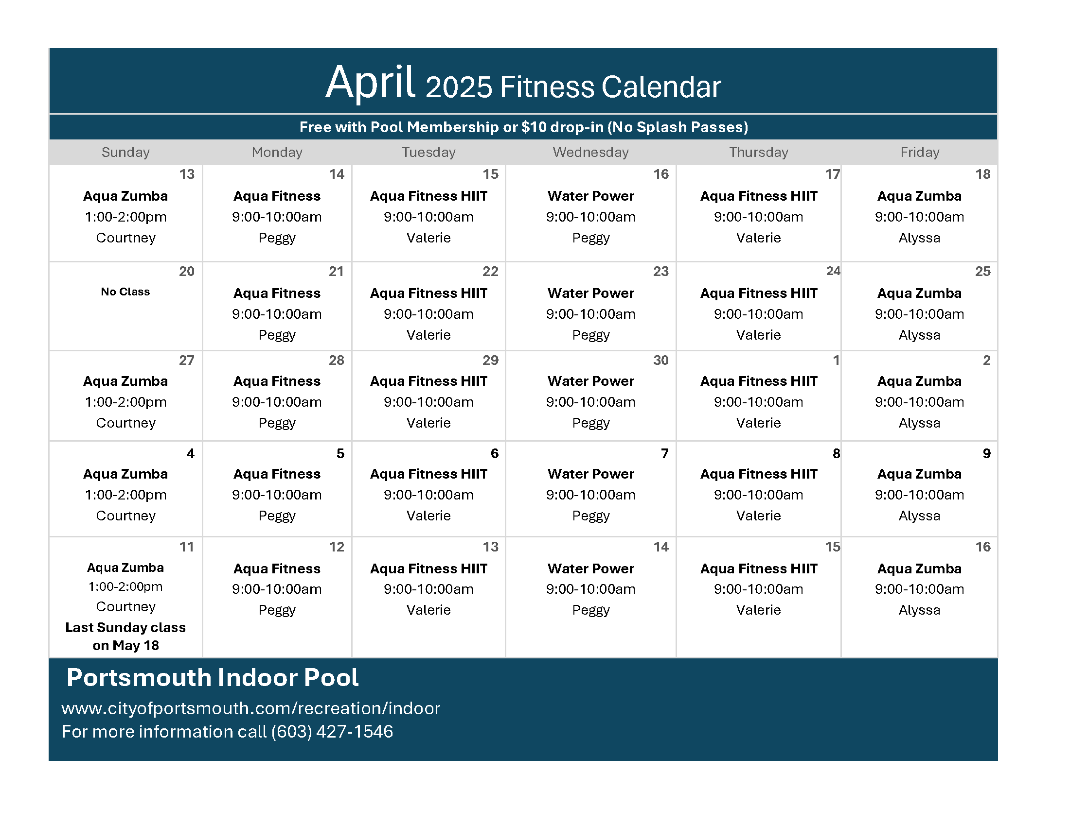 fitness calendar