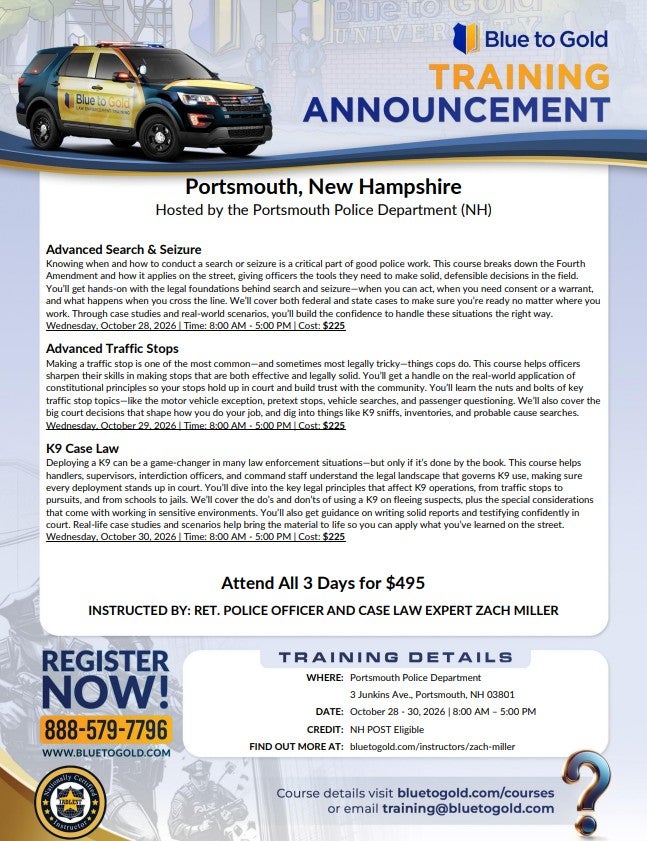 Blue to Gold Training Announcement 2026