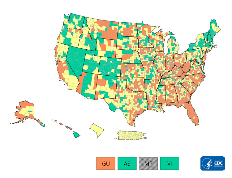 CDC Community Level map (August 12, 2022)