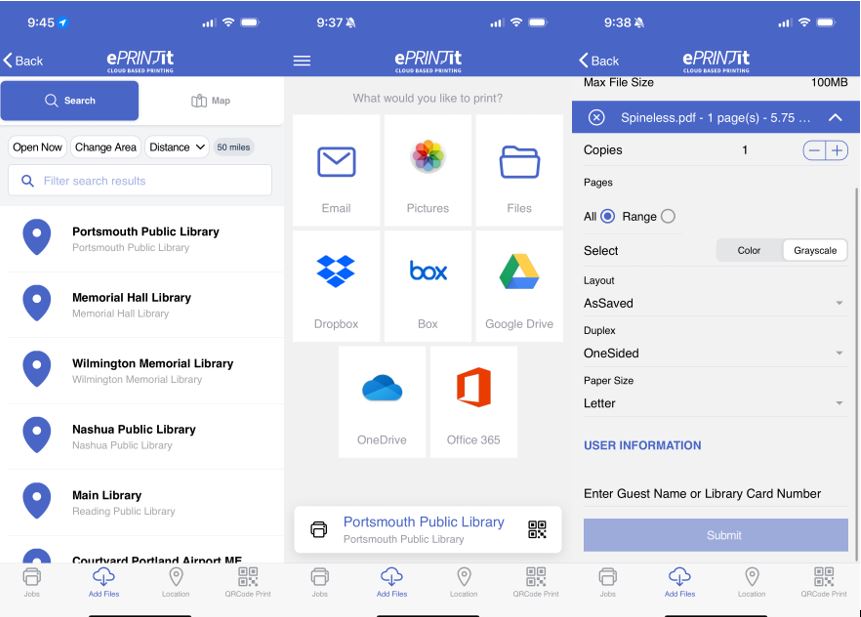 Screenshot of EPrintIt app