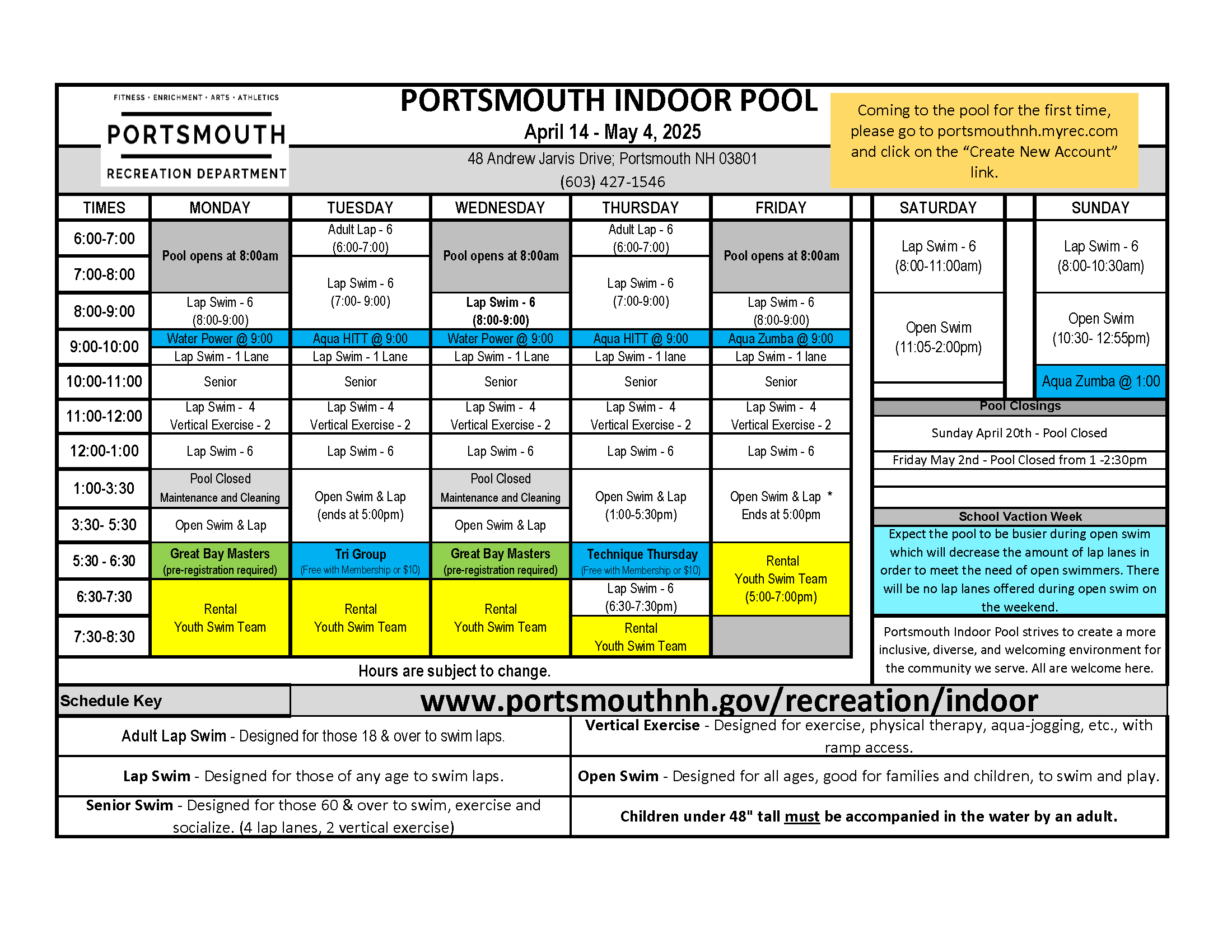 pool schedule