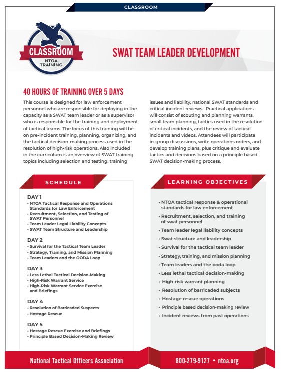 SWAT Team Leader Development Training Flyer