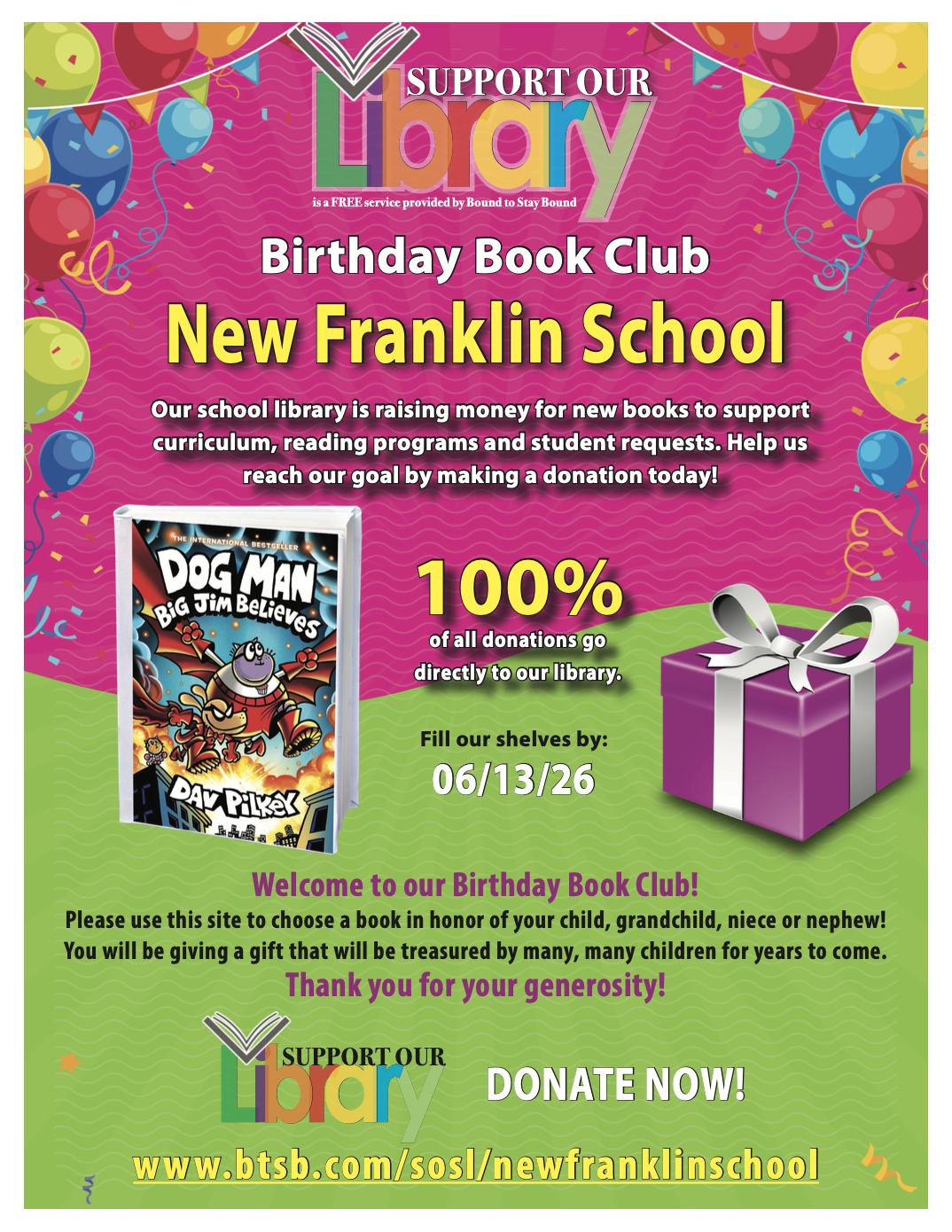 Birthday Book Club Flyer