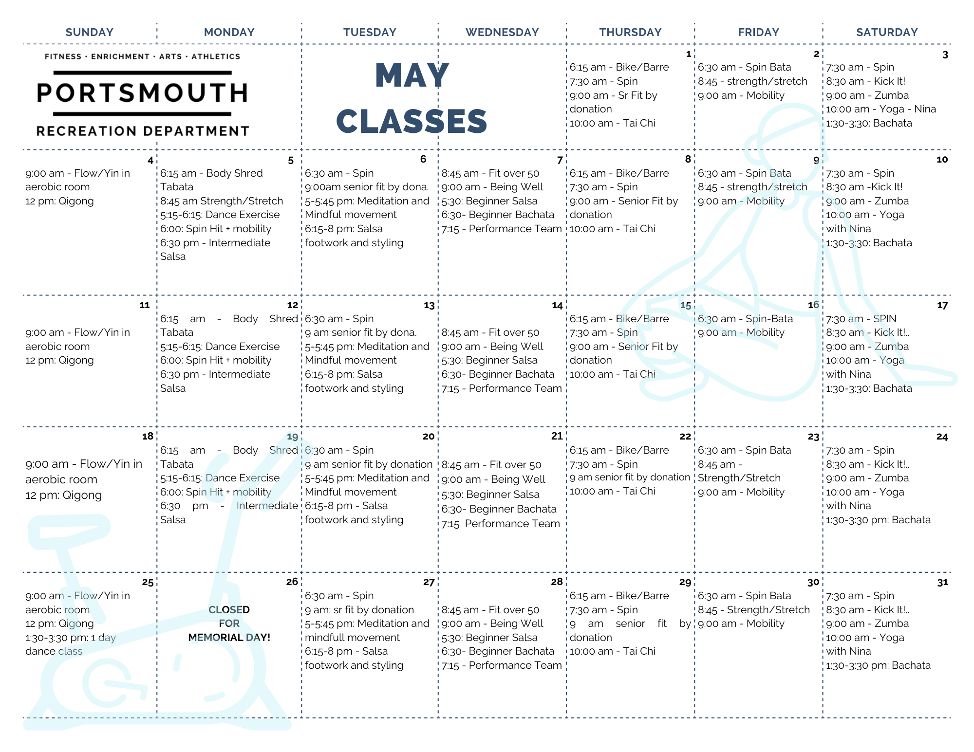 spin class schedule