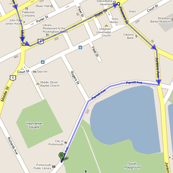 Close-up of map of directions to the Library