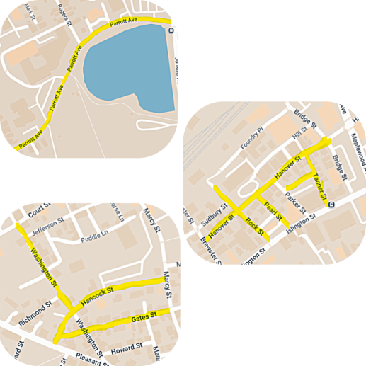 Map highlighting the streets affected by the RAPP