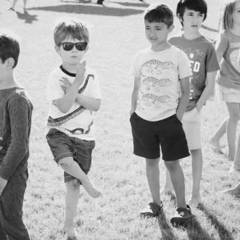 Boys waiting in line