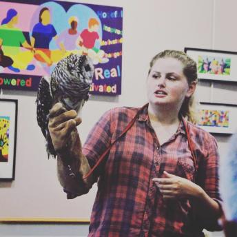 Wildlife expert with owl