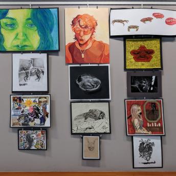 Student art in the Levenson Room