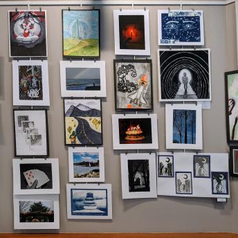 Student art in the Levenson Room