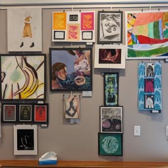 Student art in the Levenson Room