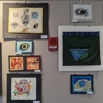 Student art in the Levenson Room