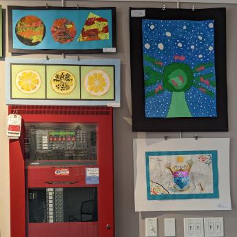 Student art in the Levenson Room