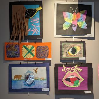Student art in the Levenson Room