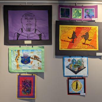 Student art in the Levenson Room