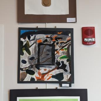 Student art in the Levenson Room