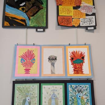 Student art in the Levenson Room