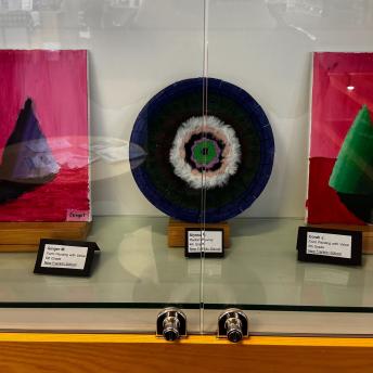 Splash art in display cases