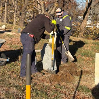 Cotton Cemetery straightening stones