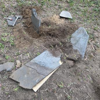 Cotton Cemetery children's stones before repair