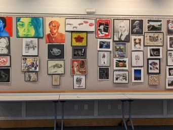 Student art in the Levenson Room