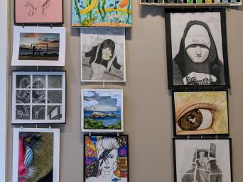 Student art in the Levenson Room