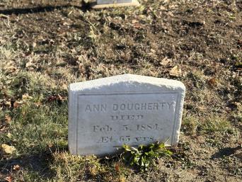 Cotton Cemetery buried headstone
