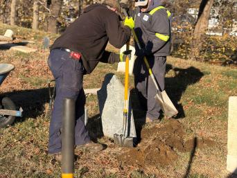 Cotton Cemetery straightening stones