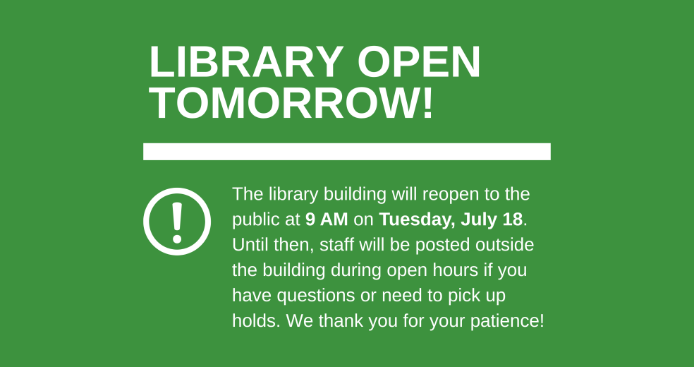 Library Building Open on Tuesday, July 18! | City of Portsmouth