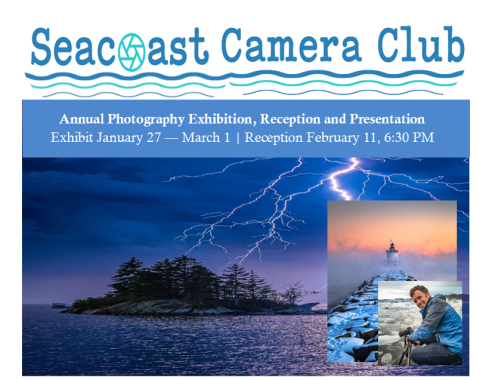 Seacoast Camera Club Photo of island with lightning and Ben Williamson