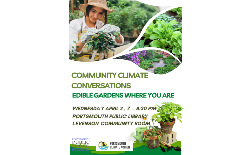 Community Climate Conversations Edible Gardens Where You Are Woman in garden with plants and gardening tools
