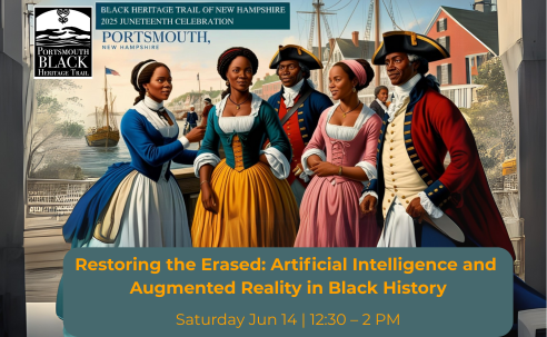 Black people dressed in colonial garb standing on the docks in Portsmouth Restoring the Erased AI and AR in Black History