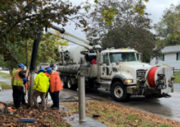 Potholing work on water service lines.