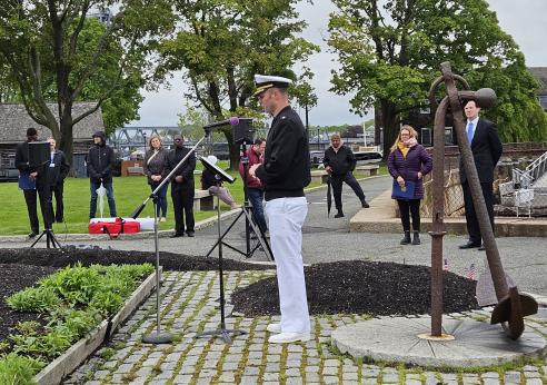 Memorial wreath ceremony in Prescott Park, Portsmouth NH