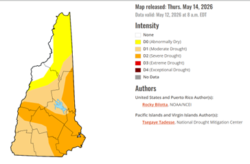 US Drought Monitor map for NH May 12, 2026