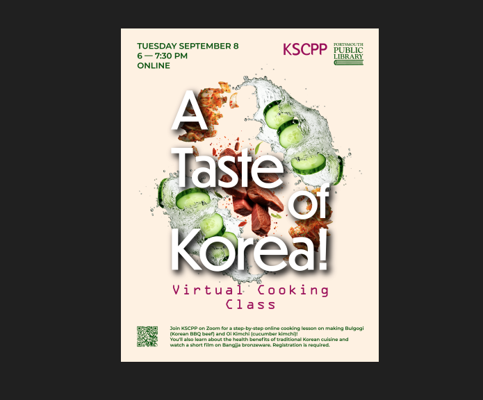 Poster with beef, fish and cucumber thrown in the air