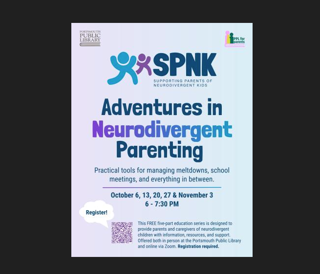 Poster that reads: "Adventures in Neurodivergent Parenting" 