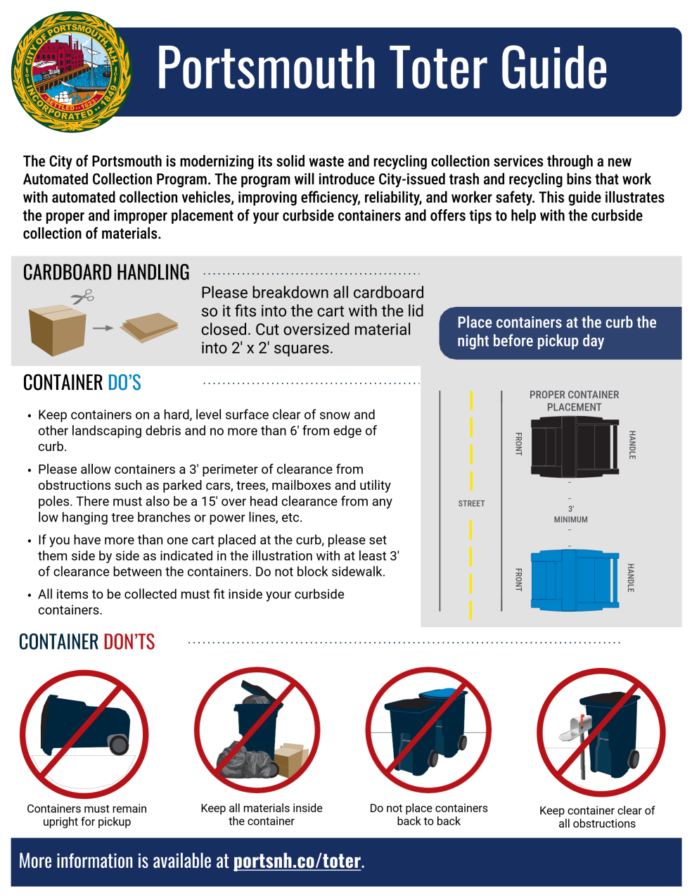 Portsmouth Trash Toter Placement Guide flyer