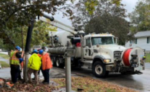 Potholing work on water service lines.