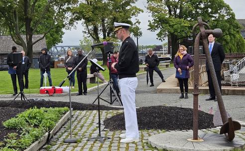 Memorial wreath ceremony in Prescott Park, Portsmouth NH