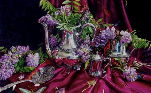 Painting by Kimberly Meuse, one of the exhibitors in the "Summer Time Vibes - Burst Into Color" free exhibition in the Portsmouth Room in City Hall, May 18-August 26, 2026