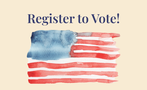 Register to Vote Flyer wth american flag in watercolor