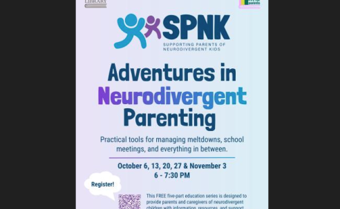 Poster that reads: "Adventures in Neurodivergent Parenting" 